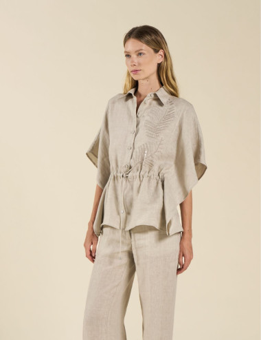 Chemisier en lin brodé...