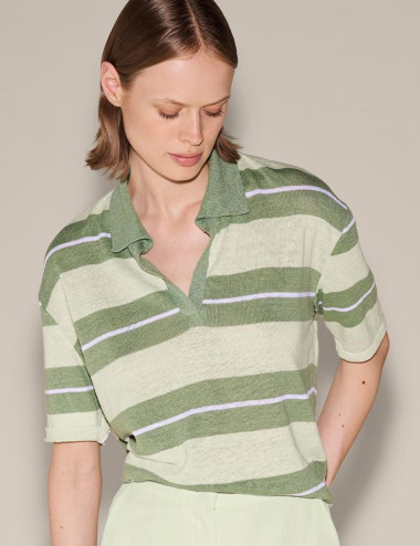 Polo en lin à rayures...