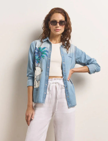Blouse en jean Snoopy -...