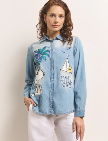 Blouse en jean Snoopy -...