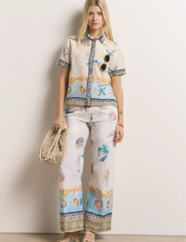 Pantalon imprimé coquillage...