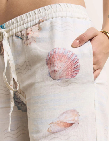 Pantalon imprimé coquillage...