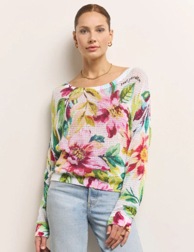 Pull texturé imprimé floral...