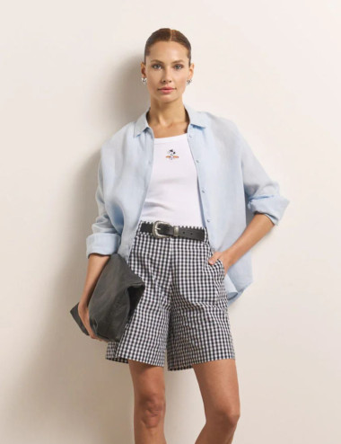 Short à motif vichy noir -...