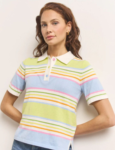 Polo à rayures multicolores...