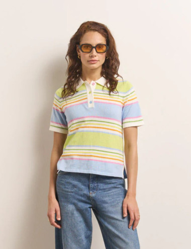 Polo à rayures multicolores...
