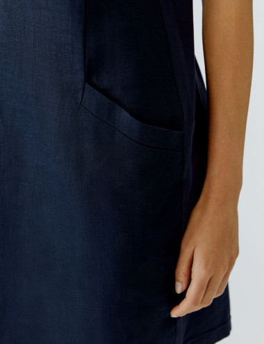 Robe en lin bleu foncé - Oui