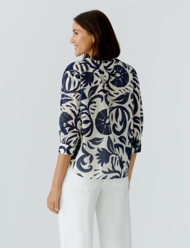 Blouse à imprimé bleu foncé...