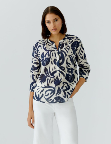 Blouse à imprimé bleu foncé...
