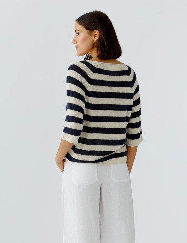 Pull rayé en lin - Oui