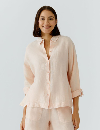 Blouse en lin rose pêche - Oui