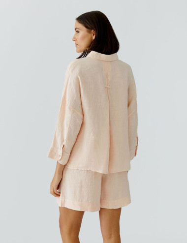 Blouse en lin rose pêche - Oui