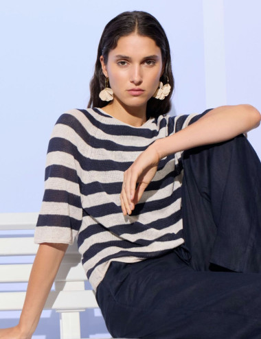 Pull rayé en lin - Oui