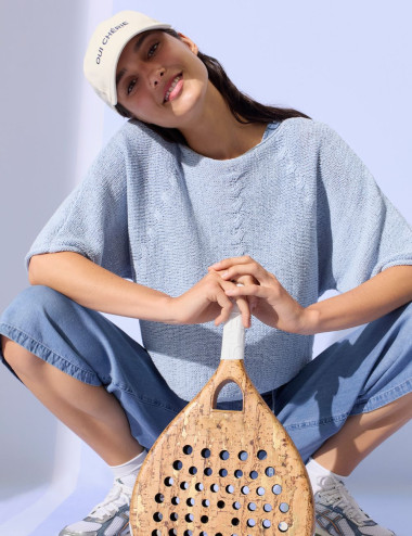Pull en tricot bleu clair -...