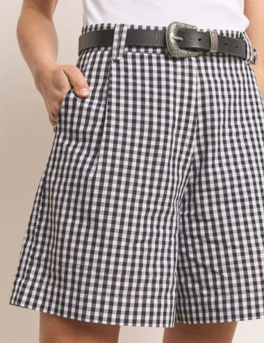 Short à motif vichy noir -...