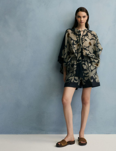 Short en ramie avec imprimé...