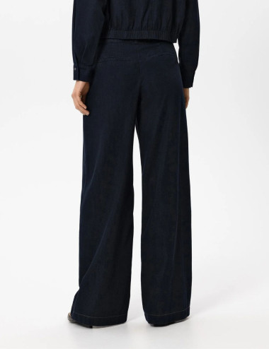 Jean large en denim foncé -...