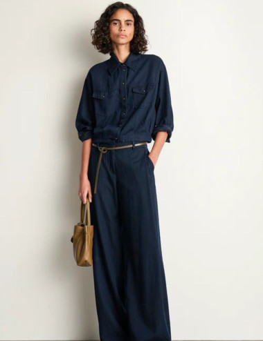 Jean large en denim foncé -...