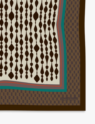 Foulard beige en soie twill...