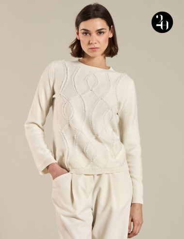 Pull Vanille à torsades -...