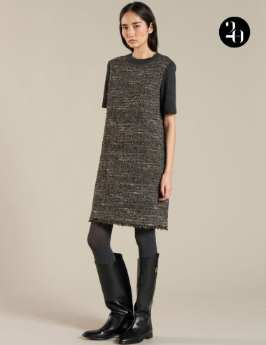 Robe en Tweed Charbon - Tonet