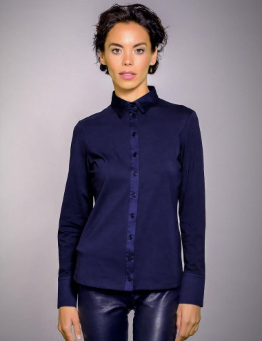 Navy cotton blend blouse -...