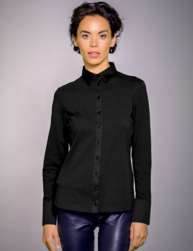 Black cotton blend blouse -...